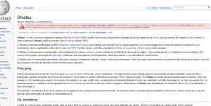 O texto Wiki de Edgard Magalhães para Shiatsu, em 2006